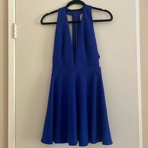 Royal Blue Plunge Cutout Mini Dress